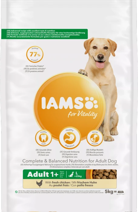 IAMS for Vitality für ausgewachsene Hunde großer Rasse, mit Huhn, 5kg