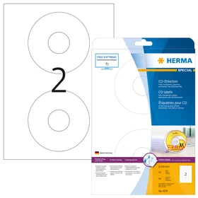 Herma CD-Folienetiketten mit großem Spindelloch, 116mm, transparent, glänzend, 25 Blatt (50 Etiketten)