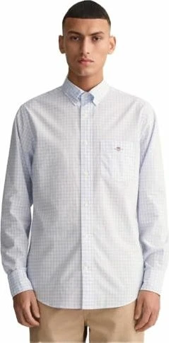 Gant Regular Fit Classic Gingham Popeline Hemd langarm light blue (Herren)