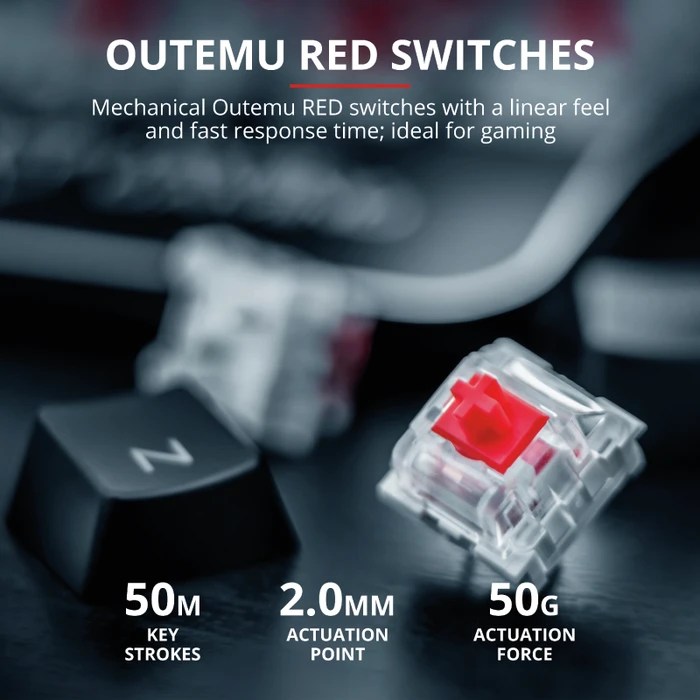 Trust Gaming GXT 863 Mazz Mechanical Keyboard, Outemu Red, USB, DE