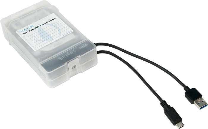 LogiLink Festplatten Schutz-Box, 2x 2.5", transparent