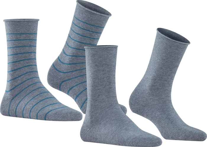Falke Happy Stripe Socken light greymel., 2 Paare (Damen)