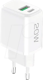 Fontastic Netzteil Ovin USB-A FC3 + USB-C PD20W weiß