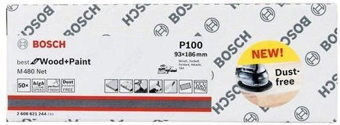 Bosch Professional M480 Best for Wood and Paint Gewebeschleifblatt K100, 93x186mm, 50 Stück