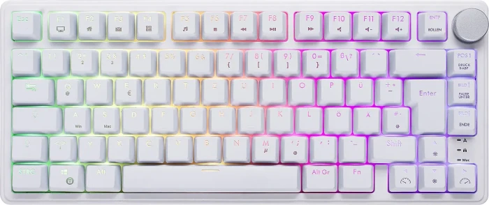 ISY IGK-6500 Gasket Mount Gaming Tastatur, 75% Layout, weiß, LEDs RGB, hot-swap, Outemu Red, USB, DE
