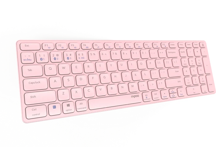 Rapoo E9700M Multi-mode Wireless Ultra-slim Keyboard rosa, USB/Bluetooth, DE