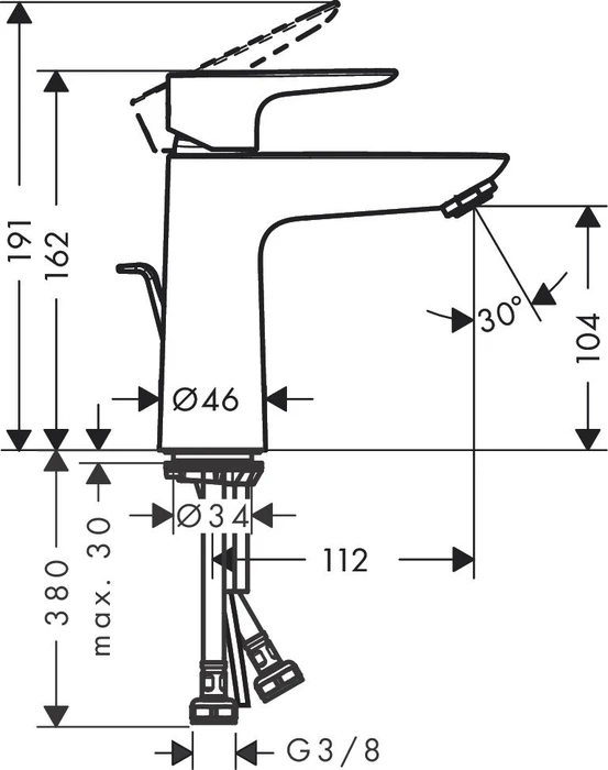Hansgrohe Talis E 110 mit Zugstangen-Ablaufgarnitur chrom