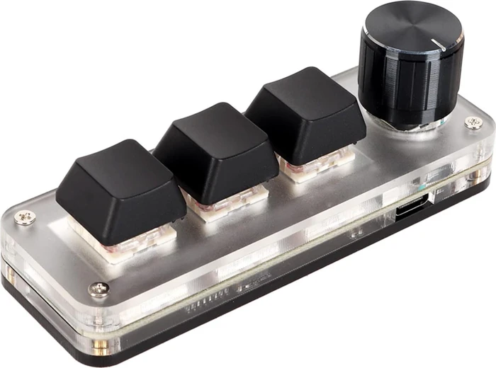 3-Key 1x Knob Mechanical Macro Keypad, USB-A