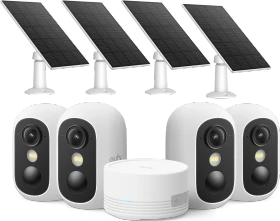 eufy eufyCam C35, weiß, 4er-Pack inkl. HomeBase Mini/4x Solarpanel, Set
