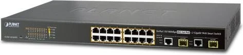 Planet FGSW Rackmount Smart Switch, 16x RJ-45, 2x RJ-45/SFP, 220W PoE+