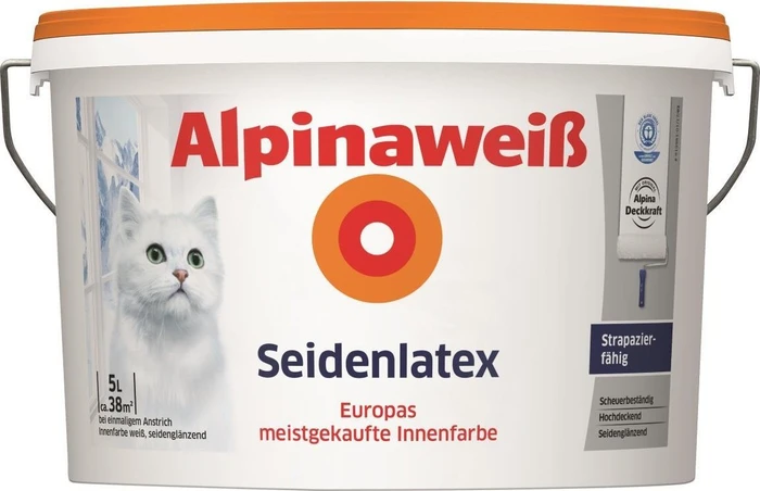 Alpina Farben Alpinaweiß Latexfarbe seidenglanz weiß, 5l