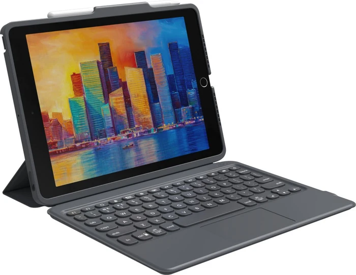 ZAGG Pro Keys mit Trackpad für iPad 7/iPad 8/iPad 9, schwarz/grau, DE