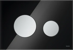 TECE TECEloop WC-Betätigungsplatte Glas für Zweimengentechnik 220x150x11mm Glas schwarz glänzend, Tasten chrom matt