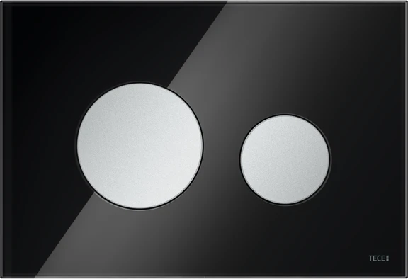 TECE TECEloop WC-Betätigungsplatte Glas für Zweimengentechnik 220x150x11mm Glas schwarz glänzend, Tasten chrom matt