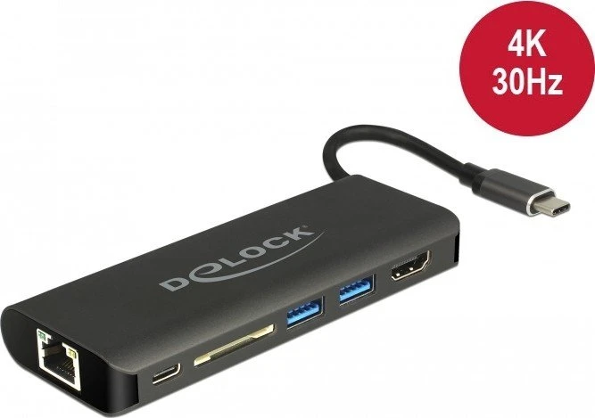 DeLOCK USB Type-C Dockingstation HDMI 4K anthrazit, USB-C 3.0