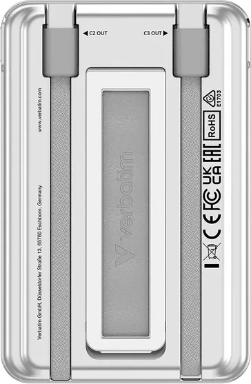 Verbatim Charge 'n' Go Power Bank mit USB-C-Kabel 5000mAh silber