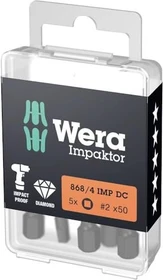 Wera 868/4 IMP DC Impaktor Innenvierkant Bit 1/4", R2x50mm, 1 Stück