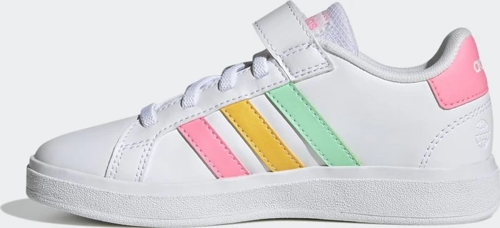 adidas Grand Court Court Elastic Lace and Top Strap cloud white/pulse mint/beam pink (Junior)