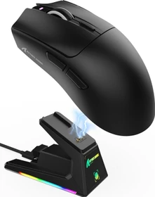 Attack Shark X1 Tri-mode Wireless Gaming Mouse mit Ladestation, schwarz, USB/Bluetooth