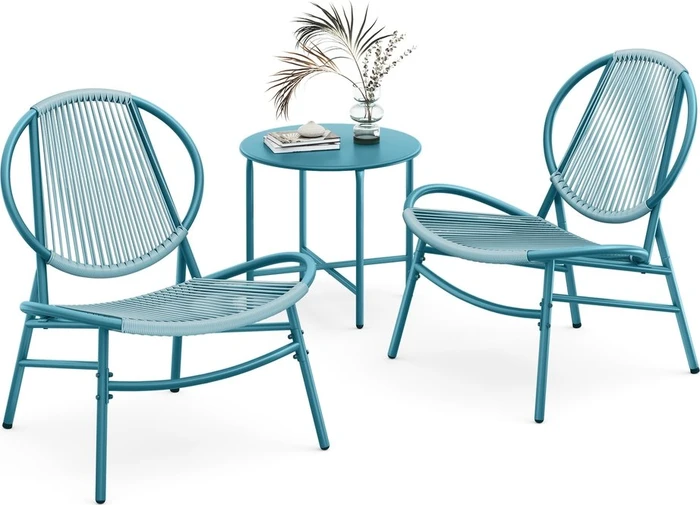 Songmics Gartenmöbel-Set seeblau, 3-tlg. (GGF021L01)