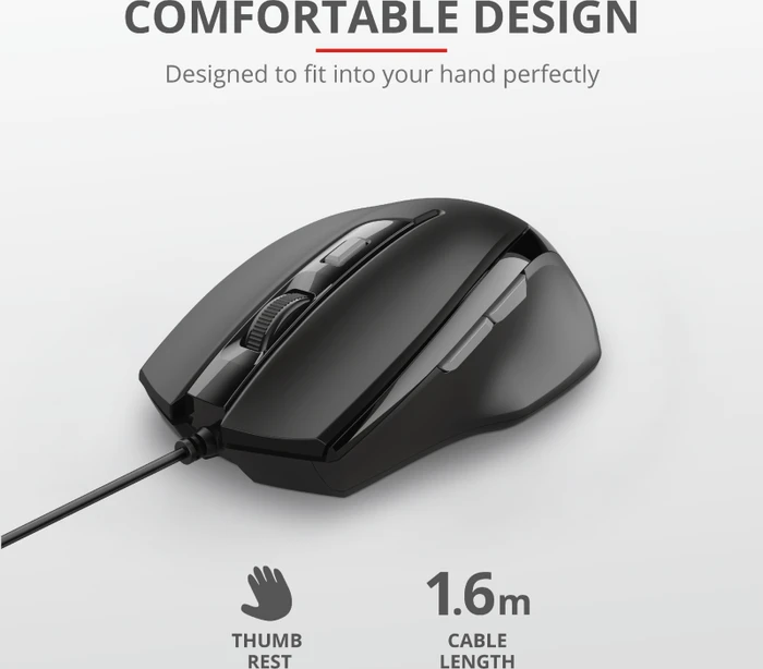 Trust Voca Comfort Mouse schwarz, USB