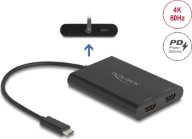 DeLOCK USB-C auf 2x HDMI Adapter mit USB PD, USB-C 3.0 [Stecker] (64309)