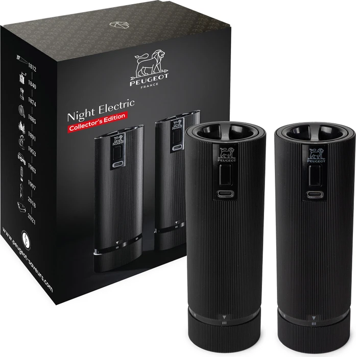 Peugeot Line Duo Elektrisches Salz-/Pfeffermühlen-Set 15cm mattschwarz, 2-tlg.