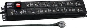 EFB Elektronik 19" Rackmount Aluminium Steckdosenleiste, 2HE, 250V, schwarz, 3m