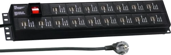 EFB Elektronik 19" Rackmount Aluminium Steckdosenleiste, 2HE, 250V, schwarz, 3m