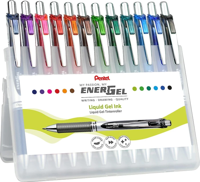 Pentel EnerGel XM BL77 Gelroller sortiert, 12er-Set, Klappetui