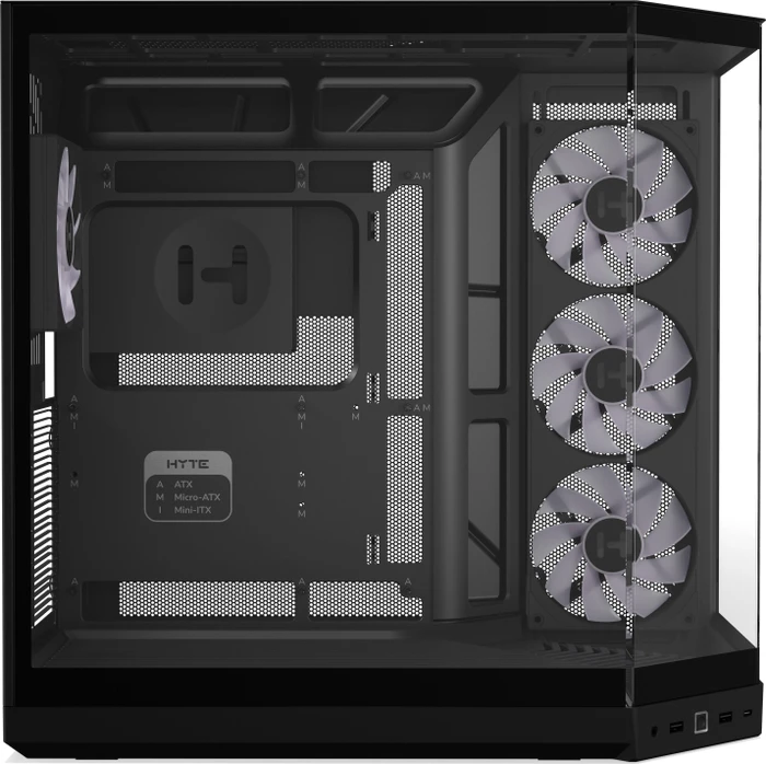 Hyte Y50 Pitch Black, schwarz, Glasfenster