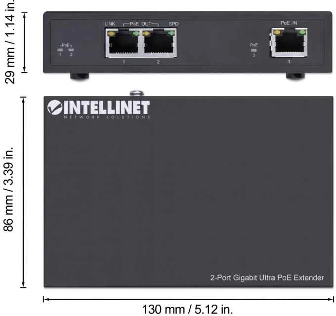 Intellinet Desktop Gigabit Switch, 3x RJ-45, 60W PoE++ PD