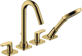 Hansgrohe Axor Citterio M 4-Loch Wannenrandarmatur mit Hebelgriffen und Rosetten polished goldoptik