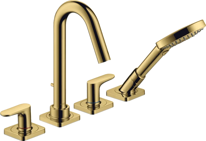 Hansgrohe Axor Citterio M 4-Loch Wannenrandarmatur mit Hebelgriffen und Rosetten polished goldoptik
