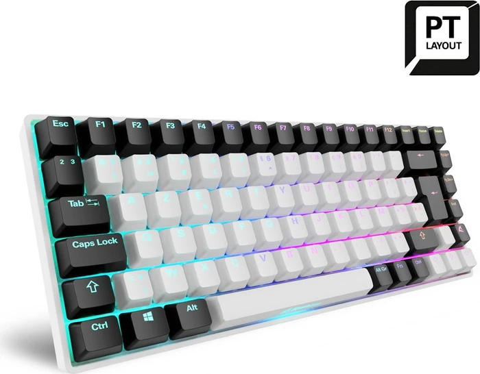 Sharkoon Skiller SGK50 S3 White, schwarz/weiß, LEDs RGB, hot-swap, Gateron YELLOW, USB, PT