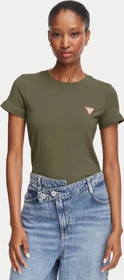 Guess Stretch Logo-Dreieck T-Shirt kurzarm grün (Damen)