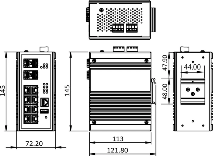Edimax Pro IGS-5 Industrial Railmount Gigabit Managed Switch, 8x RJ-45, 4x SFP, 240W PoE+