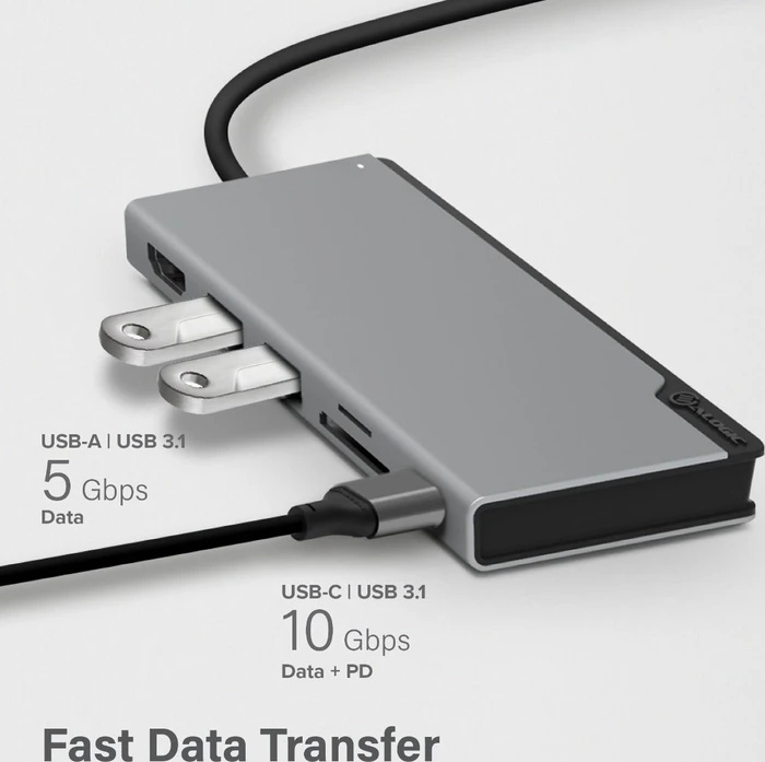 Alogic UNI Dock Multiport-Adapter, sapce grey, USB-C 3.0 [Stecker]