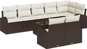vidaXL Polyrattan Gartensofa Lounge-Set braun/creme,   9-tlg.