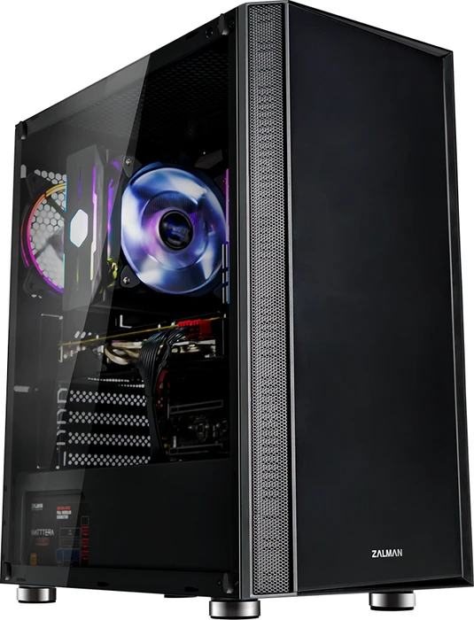 Zalman R2, schwarz, Glasfenster