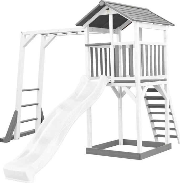 Axi Spielturm Beach Tower mit Klettergerüst weiß/grau