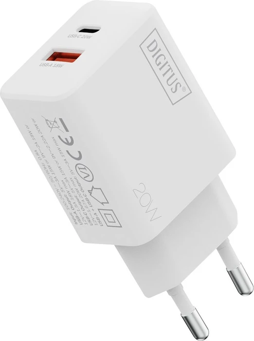 Digitus USB Charger 1x USB-C 1x USB-A 20W weiß