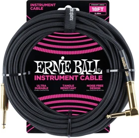 Ernie Ball 18' Braided Straight/Angle Instrument Cable Black