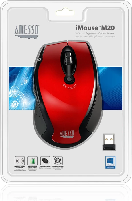 Adesso iMouse M20R Wireless Ergonomic Mouse rot, USB