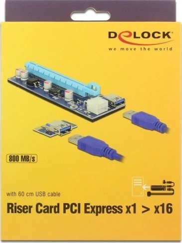 DeLOCK Riser Card, gewinkelt, PCIe 2.0, 600mm