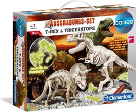 Clementoni Galileo Ausgrabungsset T-Rex & Triceratops fluoreszierend