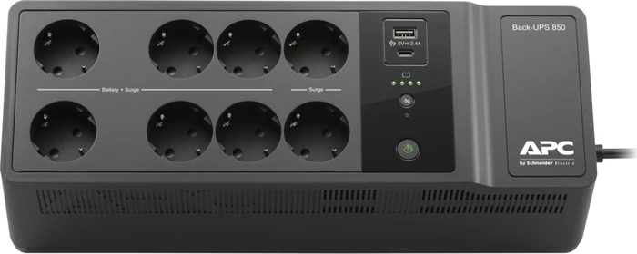 APC Back-UPS, 850VA, Steckdosenleiste, 8x Schuko, USB