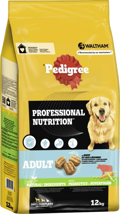 Pedigree Professional Nutrition, Trockenfutter mittelgroße & große Hunde, mit Rind, 12kg