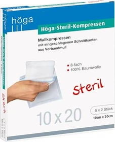 Höga Steril-Kompressen 8-fach, 10 x 20cm, 10 Stück (5x 2 Stück)