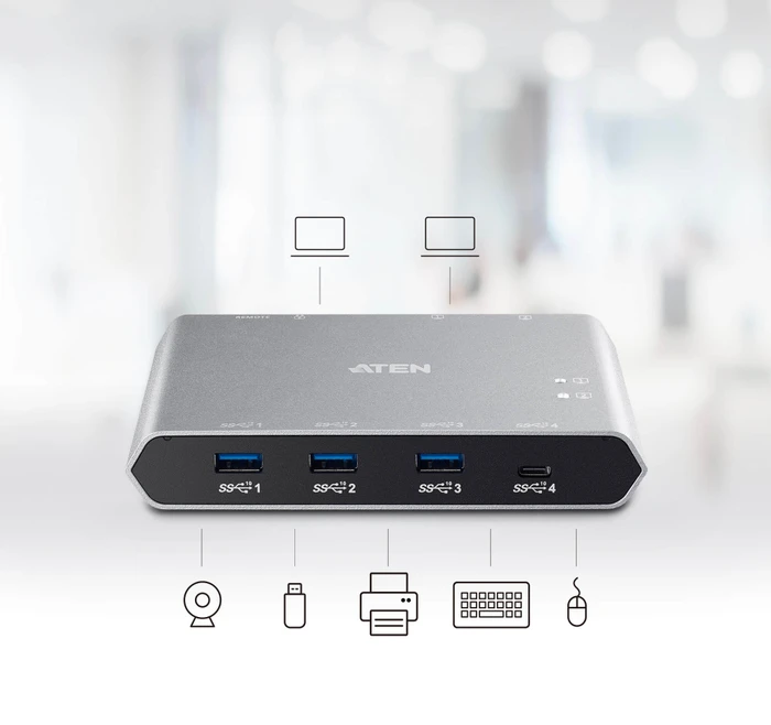 ATEN US3342 USB 3.0 Sharing Switch, 4-fach USB-A 3.1, USB-C 3.1